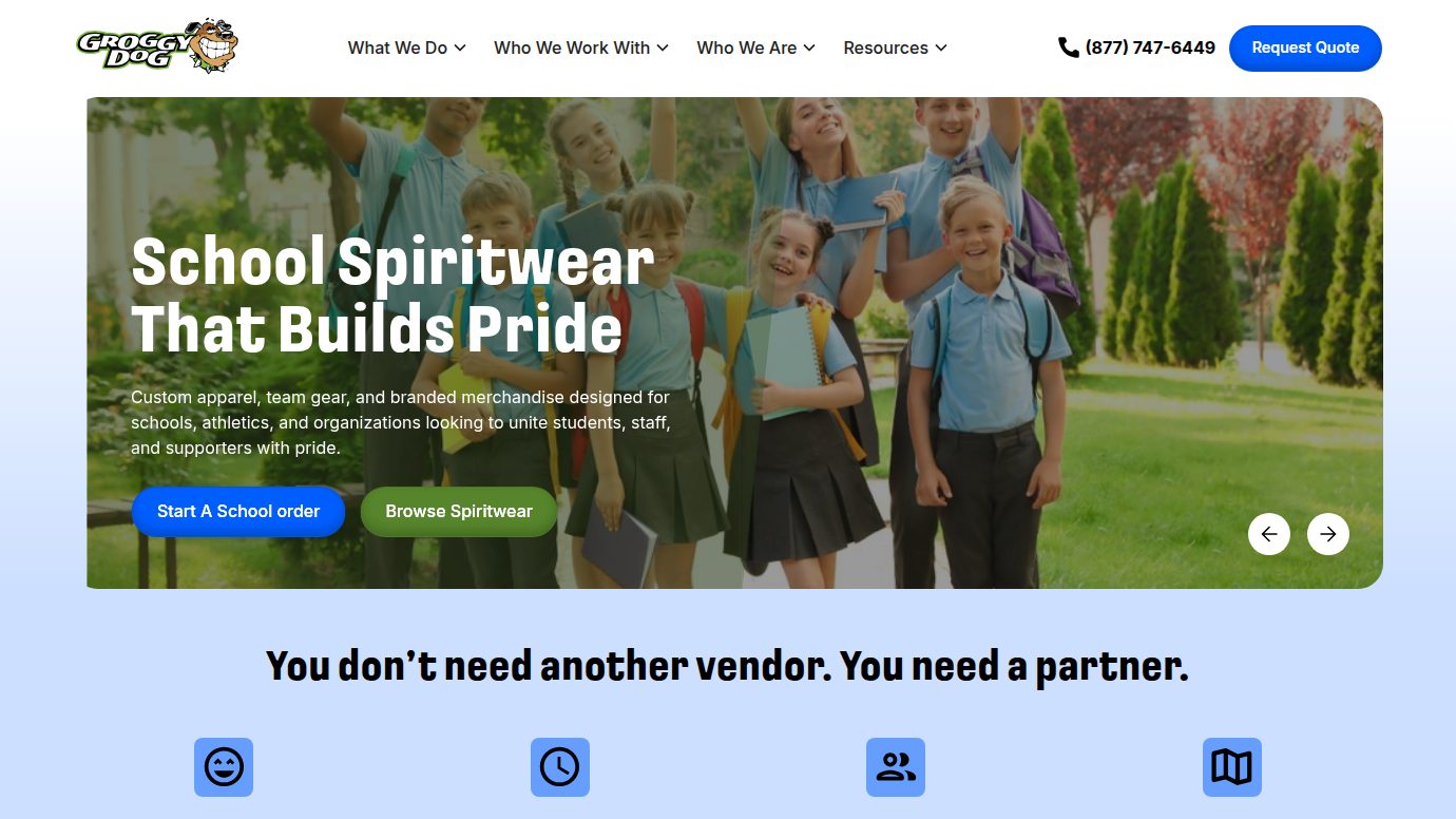 Groggy Dog site after the redesign