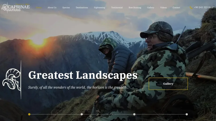 Caprinae Safaris website homepage