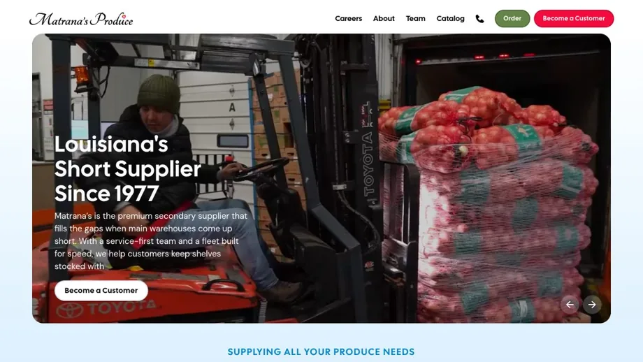 Matrana's Produce website homepage